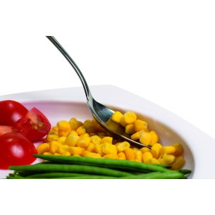 Tallriken med hög kant, gör det möjligt att äta med en hand, praktisk för t ex äldre