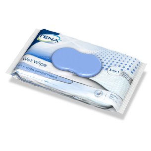 Våtservetterna kommer i praktiskt emballage med lock